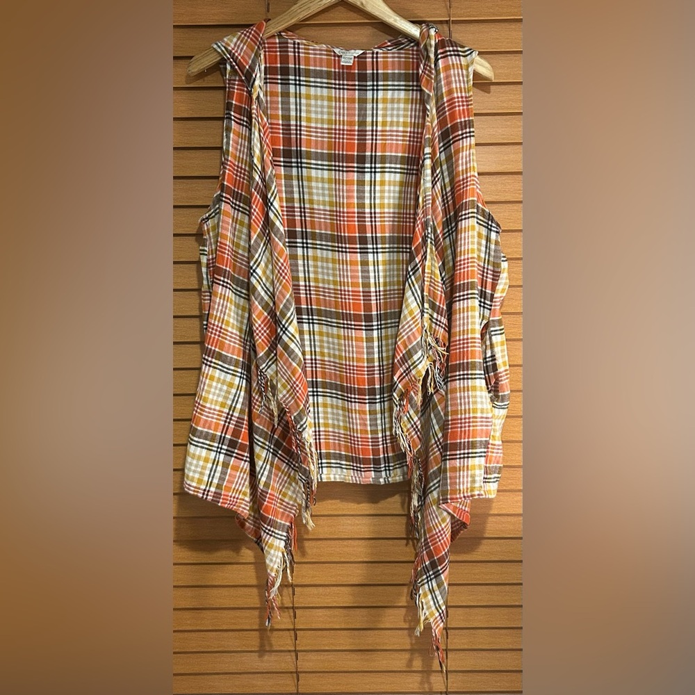 Cato Fall All Day Long Multicolor Plaid Hooded Cardigan SZ 18/20
